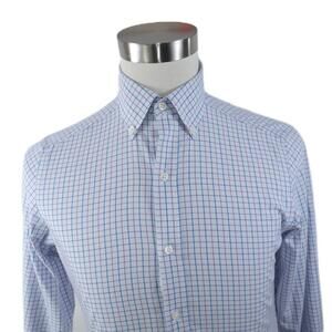 Buttoned Down Mens Tailored Fit Button Up Purple Navy Checkered Shirt 14.5